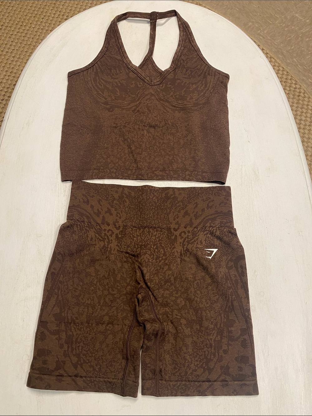 Gymshark Brown Seamless Cropped Tank & High-Waist gym set